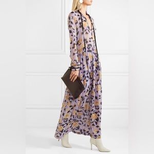 GANNI carlton georgette lilac purple floral print tie front maxi dress 38/6